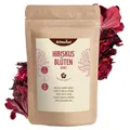 Produktbild: Hibiskusblüten ganz getrocknet 1000g | leicht säuerlich-fruchtiger Geschmack | essbare Hibiskus Blüte | süß-aromatischer Hibiskustee | ideal für Salate, Desserts, Kuchen, Joguhrts | vom Achterhof