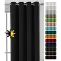 Produktbild: Verdunkelungsgardine Ösen Vorhang blickdicht abdunkelnd, Größe und Farbe wählbar,300x245cm,Schwarz - Schwarz