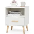Produktbild: Mondeer Nachttische Nachtschrank mit 1 Schublade und 1 Offenem Fach Beistelltisch 40x30x51cm - Weiß