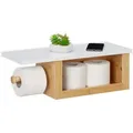 Produktbild: Relaxdays Toilettenpapierhalter, Hellbraun, Holz, Holzwerkstoff, 50x17x18 cm, Badaccessoires