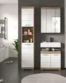 Produktbild: Badezimmer-Set Wave | weiß Hochglanz / Nox Oak | 3-teilig | ohne Aufsatzleuchte