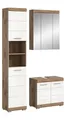 Produktbild: xonox.home - Badkombination Wave 112x191x34 cm in Nox Eiche und weiß hochglanz - Badezimmerkombination Badmöbel Badset - funktional pflegeleichte Oberfläche