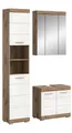 Produktbild: xonox.home Badmöbel-Set Badezimmer-Set Wave, weiß Hochglanz / Nox Oak, 3-teilig, optional, (3-St), Badmöbel, Badkombination