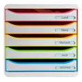 Produktbild: EXACOMPTA Schubladenbox Schubladenbox Big Box Plus 5 offene Schubladen Weiss/Harlekin 309913D
