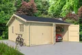 Produktbild: Garage Satteldach 44 mm Falkland mit Holztor 595x595 cm Lasita