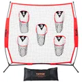 Produktbild: VEVOR 217x223cm Football Trainer Wurfnetz Tragbares Übungsnetz Rot Zieltraining
