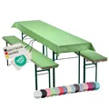 Produktbild: NYVI Bierbankauflagen Set NYVIGala 240x90 cm Grün - 1x Tischdecke für 220x70 cm Biertische & 2X Gepolsterte Auflage für 220x25 cm Bierbänke - Sitzauflage für Bierzeltgarnitur