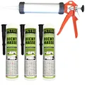Produktbild: Petec 3x Scheiben- & Karosseriedichtmasse Schwarz 310ml + Ausdrückpistole