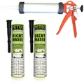 Produktbild: Petec 2x Scheiben- Karosseriedichtmasse Kartusche Schwarz 310ml + Ausdrückpis...