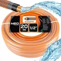 Produktbild: NEO TOOLS Gartenschlauch 1/2 Zoll, 20 m Länge, 4-lagiger - UV-beständig, Flexibel Schlauch - Wasserschlauch aus Erst-PVC, mit Anti-Algen-Innenausstattung - Orange