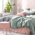 Produktbild: Halbleinen Bettwäsche 155x220 + 80x80cm 2 teilig, weiß, aus Baumwolle und Leinen