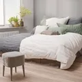Produktbild: Pure Label Halbleinen Bettwäsche 155x220 cm mit Kissenbezug 80x80 cm in weiß - Bügelfreie Bettwäsche Sets 155 x 220 aus belgischem Leinen und feinster Baumwolle