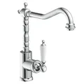 Produktbild: SCHÜTTE schwenkbare Küchenarmatur OLD STYLE, Retro Wasserhahn, klassische Mischbatterie mit Einhebelmischer für das Bad, nostalgische Mischbatterie 72500, Chrom