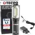 Produktbild: TECPO 300550 AKKU Werkstattlampe 1000 Lumen 27 SMD LED´s 10+3 Watt 6500 Kelvin IP 54 Arbeitslampe Stirnlampe Stablampe magnetisch Lithium-lonen 3.7V 6600 mAh