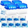 Produktbild: 4x Luftentfeuchter Box mit 8 Nachfüllpacks je 400g Raumentfeuchter Feuchtigkeits-Stopper mit Granulat - Beutel