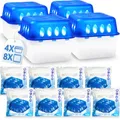 Produktbild: Stimo 4x Luftentfeuchter Box mit 8 Nachfüllpacks Raumentfeuchter Feuchtigkeits-Stopper mit Granulat - Beutel (4x Box + 8x Nachfüllpack 400g)