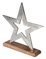 Produktbild: Levandeo® Weihnachtsfigur, Stern 30x30cm Metall Mango Silber Braun Tischdeko Holz Metallstern
