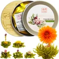 Produktbild: 6er Teeblumen Set Geschenk Teerose Geschenkidee für Weihnachten Teeliebhaber Tee