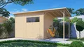 Produktbild: BERTILO Gartenhaus Pent Modern 4 Plus naturbelassen, BxT: 501x231 cm, mit hohen Seitenwänden und einer 1,88 m hohen Doppeltür