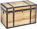 Produktbild: Kobolo Truhe Schatztruhe Holztruhe – FLORENCE – mit Metalldetails und Kunstlederverschlüssen Aufbewahrungskiste 80x45x50cm