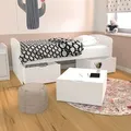 Produktbild: Le Quai Des Affaires - Bett Mia 90x190 + 1 Bettkasten + 2 Schubladen + 1 Kasten Couchtisch / Weiß/ 193x95x75 Cm