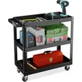 Produktbild: Relaxdays Werkstattwagen, Werkzeugwagen mit 3 Ebenen, mobiler Montagewagen, bis 100 kg, HxBxT: 76 x 78 x 35 cm, schwarz