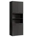 Produktbild: mokebo® Bad Hochschrank 'Der Kapitän' (180x65x34 cm) Badezimmerschrank breit oder Badschrank, auch als Badezimmerhochschrank & Badregal Badezimmer aus Holz in Anthrazit Schwarz
