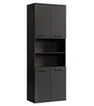 Produktbild: mokebo Hochschrank Der Kapitän (180x33x34 cm, mit 5 Einlegeböden) hoher Badschrank, Badezimmerschrank, Badregal in Anthrazit Schwarz