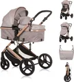 Produktbild: Chipolino Kinderwagen 2 in 1 Amore Getränkehalter Wickeltasche Fußabdeckung Korb beige