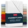 Produktbild: Blumtal Spannbettlaken Bettlaken aus Mikrofaser OEKO-TEX® zertifiziertes Laken, Mikrofaser, Gummizug: rundum, (1 Stück), Oeko-TEX® Zertifiziert weiß 200 cm x 200 cm