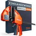 Produktbild: Presch Einhandzwinge 600mm – Schnellspannzwinge mit 300kg Spannkraft für sofortiges Fixieren – Extrem stabile Zwinge dank Carbonstahl & glasfaserverstärktem Gehäuse – Spannzwinge mit Spreizfunktion