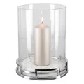 Produktbild: Fink rundes Windlicht 32 cm hoch Stumpenkerzenhalter mit Glas & Edelstahl-Sockel