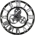 Produktbild: Große Wanduhr im Vintage-Stil,schwarz Wanduhr rund, Metall Geräuschlos Nicht ...