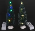 Produktbild: 2er Set künstliche Tanne Deko Schneetannen 22cm LED Lichterkette bunt warmweiss