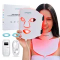 Produktbild: LED Lichttherapie Gesichtsmaske Halsmaske Anti-Aging Falten 7 Farben Rot Blau