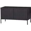 Produktbild: TV Board Gravure aus Kiefernholz, modernes Design, schwarz, 100 cm breit, mit Push-to-Open-System