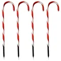 Produktbild: 4er Set LED-Leuchtstäbe 32 LED-Lichter je 44cm hoch mit Erdspieß Batteriebetrieb Außenbeleuchtung 'Zuckerstange' Lichterkette LED Licht Außendekoration Leuchtstab Weihnachtsdeko Gartendekoration
