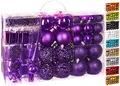 Produktbild: BRUBAKER 101-teiliges Set Weihnachtskugeln mit Baumspitze Christbaumschmuck Lila