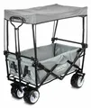 Produktbild: Stagecaptain Bollerwagen Bollycart-907D GY Bollerwagen faltbar mit Dach 80kg, Handwagen zusammenklappbar mit breiten, große Reifen