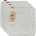 Produktbild: Miqio Design Filz Sitzkissen eckig mit Antirutschnoppen | 35cm | 4er-Set | Indoor und Outdoor | Nachhaltig aus recycelten PET Flaschen | Waschbare Stuhlkissen rutschfest | Hellgrau