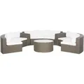 Produktbild: BELIANI Gartenmöbel Set Braun Rattan u. Aluminium Halbrund Modern 9-Sitzer Sofa mit Couchtisch Kissen Cremeweiß Terrasse Outdoor Lounge Set 6-Teilig - Braun/Weiß