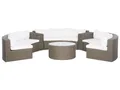 Produktbild: 9-Sitzer Lounge Set Rattan braun rund mit Auflagen weiß Couchtisch Severo