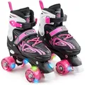 Produktbild: Apollo Rollschuhe LED Rollschuhe größenverstellbar Super Quads X-Pro, größenverstellbare Roller Skates für Mädchen und Jungen - Größen 31-42 blau S (31-34)