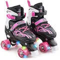 Produktbild: Apollo Super Quad X Pro | verstellbare Rollschuhe für Kinder | komfortable, größenverstellbare LED Roller Skates | Rollschuhe für Mädchen und Jungen | Größen 31-42