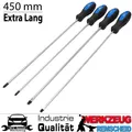 Produktbild: 4-tlg Schraubendreher Schraubenzieher Satz Kreuz Schlitz 450 mm Extra Lang Tief
