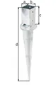 Produktbild: Alberts® Einschlaghülse 750mm mit verstellbarem Topf für verschiedene Pfostenstä