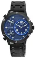 Produktbild: Elite Herrenuhr Blau Schwarz Analog Triple Time Weltzeit 3 Zeiten Zeitzonen Metall Quarz 3 Bar Armbanduhr