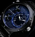 Produktbild: Elite XXL Monster Watch Herren Armband Uhr Blau Schwarz Tri Dual Triple Timer