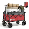 Produktbild: Sekey XXL Plus Bollerwagen Faltbar mit Extra Breite Räder, Faltbollerwagen belastbar 200kg Handwagen Klappbar Transportwagen, Grau und Rot