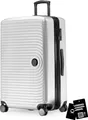 Produktbild: Mitte - Großer Koffer + digitaler Kofferanhänger, Reisekoffer XL Erweiterung, Hardcase Rollkoffer 4 Rollen, Aufgabegepäck max. 130 L TSA-Zahlenschloss,matt Weiß